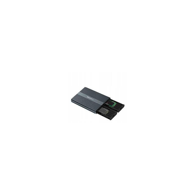PODWÓJNA OBUDOWA KIESZEŃ NA 2x DYSK M.2 SSD SATA NVME DUAL USB-C + ETUI