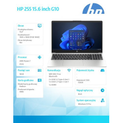 Laptop HP 255 G10 15.6 FHD Ryzen 7-7730U 16GB 512GB AMD W11Pro
