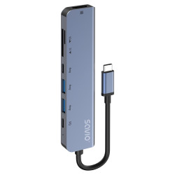 Savio HUB USB-C 7w1 HDMI USB A USB C
