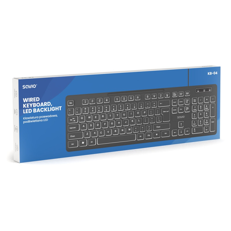Podświetlana klawiatura przewodowa Savio KB-04